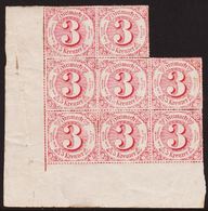 1866. THURN UND TAXIS.  3 Kreuzer In Block Of Eight. All Stamps Never Hinged.  (Michel 52) - JF320150 - Mint