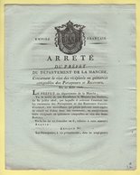 Prefet De La Manche - 27 Aout 1806 - Arrete Concernant Le Visa Des Recepisse Ou Quittances Comptables - Historical Documents