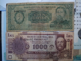 PARAGUAY. LOT DE 2 BILLETS DE BANQUE. 100 / 1000 GUARANIES. ANNEES 80 ? / 2005 - Paraguay