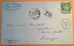 40 RP STRUBEL SPÄTVERWENDUNG „GENEVE FEVR. 1863“>Taninges Savoie France(lettre Brief Sitzende Helvetia Suisse Schweiz - Briefe U. Dokumente