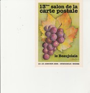 VENISSIEUX - 13 EME SALON DE LA CARTE POSTALE  -22-23 JANV 2000 - THEME / LE BEAUJOLAIS -DESSIN DE LILIANE ROUX - Sammlerbörsen & Sammlerausstellungen