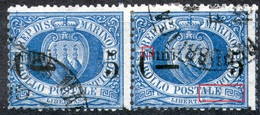 San Marino1892,5c/10c,Mi#8,horisontal Paar,,error Shown On Scan,as Scan - Usados