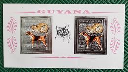 GUYANA Chiens, Chien, Dog, Dogs, Perro, Perros. Chats, Chat, Cat, Cats, Feuillet ARGENT **MNH. - Hauskatzen