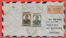 GUYANE LETTRE RECOMMANDEE DE 1945 DE CAYENNE POUR NEW YORK ETATS UNIS - Lettres & Documents