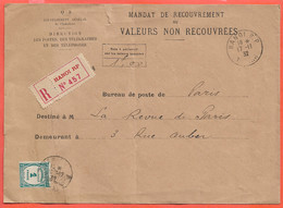 INDOCHINE LETTRE DE  RECOUVREMENT RECOMMANDEE TAXEE DE 1932 DE HANOI POUR PARIS FRANCE - Brieven En Documenten