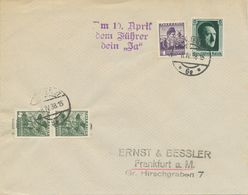 ÖSTERREICH OSTMARK 8.4.1938, Volkstrachten 1 G U. 4 G (2 X) Mit Dt.Reich 6 Pf 48. Geburtstag Adolf Hitler (ex. Block) - Cartas & Documentos