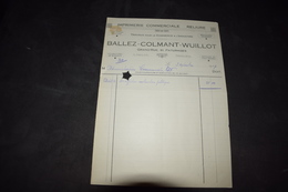 Facture Ballez - Colmant - Wuillot Imprimerie Commerciale Reliure Paturages 1927 - Printing & Stationeries