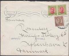 1928. 2x 1 EYR + 20 AUR Christian X. REYKJAVIK 18. VI.24 + KØBENHAVN 2 OMB. 28.6.24. ... () - JF305768 - Lettres & Documents