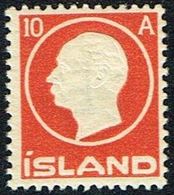 1912. King Frederik VIII. 10 Aur Red (Michel 70) - JF168107 - Unused Stamps