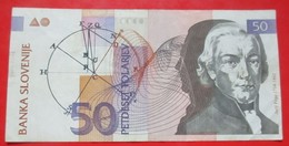 X1- 50 Tolarjev, Tolar 1992. Slovenia- Fifty Tolars, Jurij Vega, Circulated Banknote - Slovénie