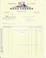 Facture Etablissements Graf Frères, Fromages En Gros à Dole (du Jura) 1935 - Alimentos