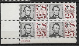 US Scott #C59 Abraham Lincoln 25c Air Mail 1960 Plate Block, MNH**OG VF - 2b. 1941-1960 Ungebraucht