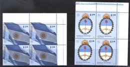 ARGENTINA ARGENTINE 2010 UPAEP AMERICA NATIONAL SYMBOLS DRAPEAUX,BLASON CUADRE,FLAG BLOC OF4YV 2835-6 Mi 3321-2 MNH - Neufs