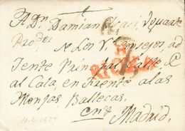 Prefilatelia, La Rioja. Sobre. 1827. VILLALOBAR (LA RIOJA) A MADRID. Marca H / RIOXA, De Haro En Tránsito (P.E.7) Edició - ...-1850 Voorfilatelie