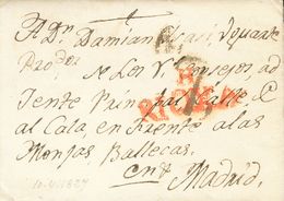 Prefilatelia, La Rioja. Sobre. 1827. VILLALOBAR (LA RIOJA) A MADRID. Marca H / RIOXA, De Haro En Tránsito (P.E.7) Edició - ...-1850 Vorphilatelie