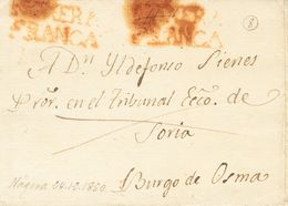 Prefilatelia, La Rioja. Sobre. 1830. NAJERA A BURGO DE OSMA. Marca NAXERA / FRANCA, En Rojo Estampada Dos Veces (P.E.6)  - ...-1850 Prefilatelia