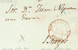 Prefilatelia, La Rioja. Sobre. 1846. NAJERA A BURGOS. Baeza NAJERA / RIOJA, En Rojo. MAGNIFICA. - ...-1850 Voorfilatelie