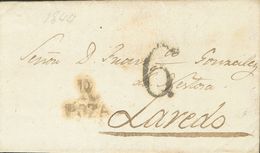 Prefilatelia, La Rioja. Sobre. 1844. POZA DE LA SAL (BURGOS) A LAREDO. Marca R / POZA, En Negro (P.E.1) Edición 2004. MA - ...-1850 Voorfilatelie