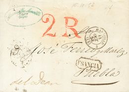 Prefilatelia, País Vasco. Sobre. 1853. Dirigida A PUEBLA DEL DEAN. Marca FRANCIA, En Negro De Irún (P.E.26) Edición 2004 - ...-1850 Prefilatelia