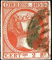 1º Y 2º Centenario. º19. 1853. 2 Reales Bermellón. PIEZA DE LUJO. Cert. GRAUS. - Andere & Zonder Classificatie