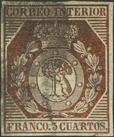 1º Y 2º Centenario. º23. 1853. 3 Cuartos Bronce Dorado. Color Intenso Y Grandes Márgenes. MAGNIFICO. Cert. COMEX. - Autres & Non Classés