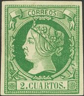 1º Y 2º Centenario. (*)51. 1860. 2 Cuartos Verde. Color Muy Intenso Y Grandes Márgenes. MAGNIFICO. - Andere & Zonder Classificatie