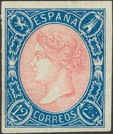 1º Y 2º Centenario. (*)70. 1865. 12 Cuartos Azul Y Rosa. MAGNIFICO. Cert. EXFIMA. - Altri & Non Classificati