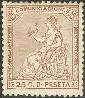 1º Y 2º Centenario. *135. 1873. 25 Cts Castaño. MAGNIFICO. - Other & Unclassified