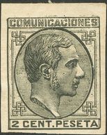 1º Y 2º Centenario. *190es. 1878. 2 Cts Negro, Borde De Hoja. ERROR DE COLOR Y SIN DENTAR. MAGNIFICO. Edifil 2014: +108  - Altri & Non Classificati