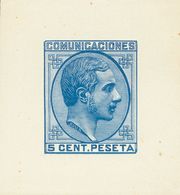 1º Y 2º Centenario. (*)191P. 1878. 5 Cts Azul. PRUEBA DE PUNZON (márgenes Grandes). MAGNIFICA Y RARA. (Gálvez, 1053) - Altri & Non Classificati