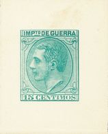 1º Y 2º Centenario. (*)NE6P. 1879. 15 Cts Verde NO EMITIDO. PRUEBA DE PUNZON (márgenes Grandes). MAGNIFICA Y RARA. (Gálv - Autres & Non Classés