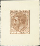 1º Y 2º Centenario. (*)NE9P. 1879. 1 Pts Castaño NO EMITIDO. PRUEBA DE PUNZON (márgenes Grandes). MAGNIFICA Y RARA. (Gál - Altri & Non Classificati