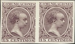 1º Y 2º Centenario. (*)219s(2). 1889. 15 Cts Castaño Violeta, Pareja. SIN DENTAR. MAGNIFICA. Edifil 2020: 70 Euros - Autres & Non Classés