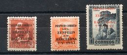 1º Y 2º Centenario. *. 1933. Serie Completa, Tres Valores (2 Cts, 50 Cts Y 1 Pts). Sobrecarga PRIMER CORREO / DEL / ZEPP - Andere & Zonder Classificatie