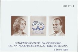 Pruebas De Lujo. **15P. 1988. Prueba De Lujo. 50º ANIVERSARIO NATALICIO DE LOS REYES. MAGNIFICA. Edifil 2019: 120 Euros - Plaatfouten & Curiosa