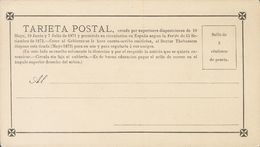 Entero Postal. (*)EPPR3. 1873. 5 Cts Negro. TARJETA POSTAL PROVISORIA (Thebussem Con "m" Y Sin Pie De Imprenta). MAGNIFI - Altri & Non Classificati