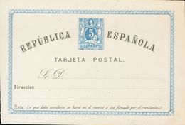 Entero Postal. (*)EP3. 1875. 5 Cts Azul Y Negro Sobre Tarjeta Entero Postal. MAGNIFICA. Edifil 2020: 61 Euros - Andere & Zonder Classificatie