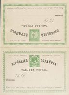 Entero Postal. (*)EP4. 1873. 5 Cts+5 Cts Verde Y Negro Sobre Tarjeta Entero Postal, De Ida Y Vuelta. MAGNIFICA. Edifil 2 - Sonstige & Ohne Zuordnung
