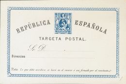 Entero Postal. (*)EP5. 1873. 5 Cts Azul Y Negro Sobre Tarjeta Entero Postal. MAGNIFICA. Edifil 2020: 66 Euros - Sonstige & Ohne Zuordnung