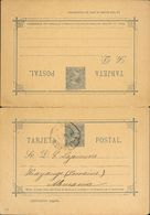 1º Y 2º Centenario. Sobre EP20. (1889ca). 15 Cts+15 Cts Azul Sobre Tarjeta Entero Postal De Ida Y Vuelta (separada Y Ref - Altri & Non Classificati