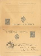 Entero Postal. Sobre EP28. 1893. 15 Cts+15 Cts Azul Sobre Tarjeta Entero Postal De Ida Y Vuelta, La Ida Circulada De VAL - Altri & Non Classificati