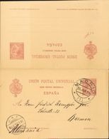 Entero Postal. Sobre EP33. 1895. 10 Cts+10 Cts Carmín Sobre Tarjeta Entero Postal De Ida Y Vuelta, La Vuelta Circulada D - Andere & Zonder Classificatie