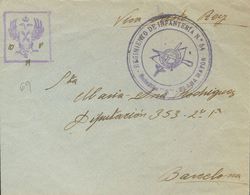 Guerra Civil, Bando Nacional. Sobre. (1937ca). ELIZONDO (NAVARRA) A BARCELONA. Marcas REGIMIENTO DE INFANTERIA Nº54 / BA - Altri & Non Classificati