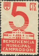 Guerra Civil, Locales. (*). 1936. 5 Cts Rojo CAMPRODON (GERONA). MAGNIFICO. (Allepuz 2, Fesofi 1) - Andere & Zonder Classificatie