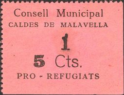 Guerra Civil, Locales. (*). 1936. 5 Cts Negro Sobre Rosa CALDES DE MALAVELLA (GERONA). MAGNIFICO. (Allepuz 1, Fesofi 1) - Andere & Zonder Classificatie