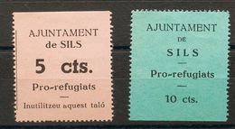 Guerra Civil, Locales. (*). 1936. 5 Cts Negro Sobre Rosa Y 5 Cts Negro Sobre Verde SILS (GERONA). MAGNIFICOS. (Allepuz 1 - Other & Unclassified