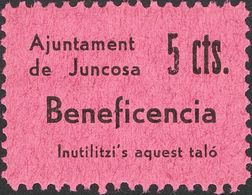 Guerra Civil, Locales. *. 1936. 5 Cts Negro Sobre Lila JUNCOSA (LERIDA). MAGNIFICO Y RARO. (Allepuz 6, Fesofi 6) - Other & Unclassified