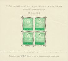 Ayuntamiento De Barcelona. **38/39. 1942. Hojas Bloques. MAGNIFICAS. Edifil 2020: 86 Euros - Barcellona