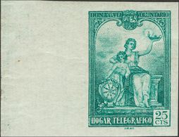 Beneficencia, Telégrafos. **11s. 1937. 25 Cts Verde, Borde De Hoja. SIN DENTAR. MAGNIFICO. Edifil 2019: +41 Euros - Beneficenza