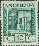 Andorra. *17cc. 1929. 10 Cts Verde Azulado. CAMBIO DE COLOR. MAGNIFICO Y MUY RARO. Edifil 2019: 970 Euros - Andere & Zonder Classificatie